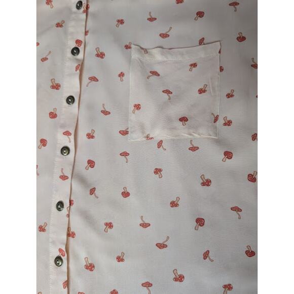 NO BOUNDARIES Juniors Short Sleeve Tie Waist Mushroom Shirt-size XXL(19) earthy - Picture 3 of 6